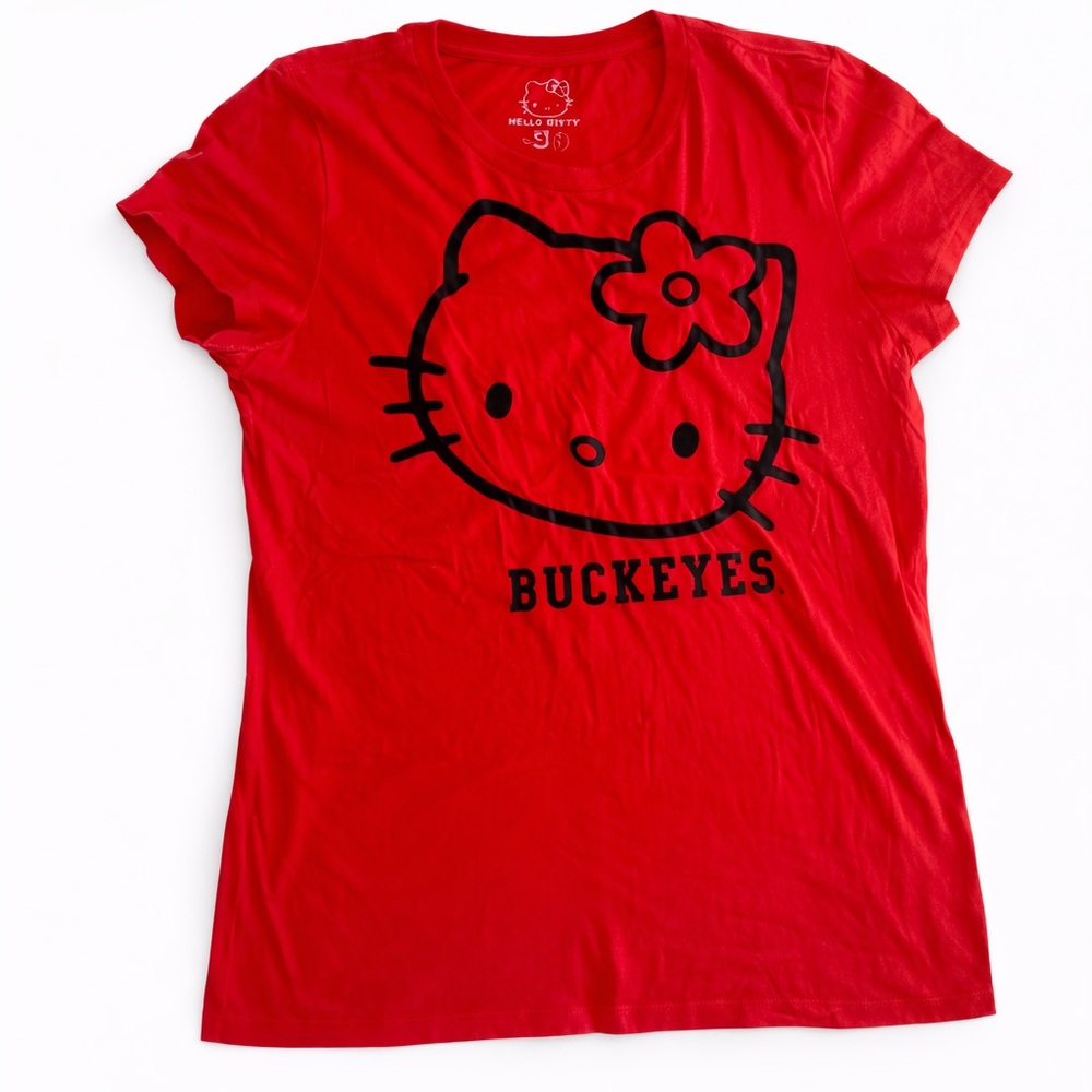 Hello Kitty Red Buckeyes Ohio State University Tee